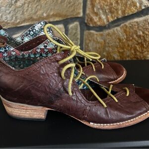 Freebird Dark Brown Lace-Up Boots with Olive Accents